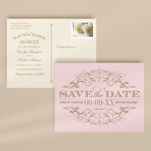Faire-part de mariage vintage rose gold