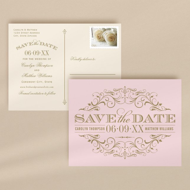 Faire-part de mariage vintage rose gold (Créateur téléchargé)