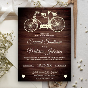 Faire-part de mariage vintage rustique pour vélo t