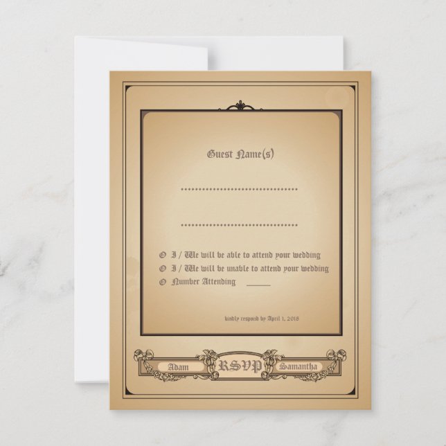 Faire-part de mariage vintage simplement minimal 4 (Devant)