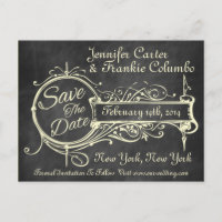 Faire-Part de Mariage Vintage sur Ardoise Noire