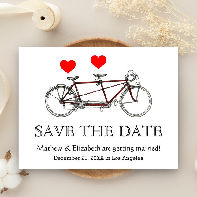 Faire-part de mariage vintage tandem vélo mignon (Créateur téléchargé)