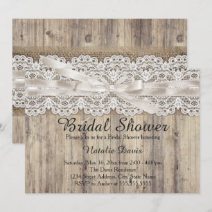 Faire-part de mariage vintage toile de jute et den