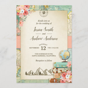 Faire-part de mariage Vintage voyage Carte Russe B