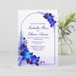 Faire-part de mariage violet bleu turquoise orchid
