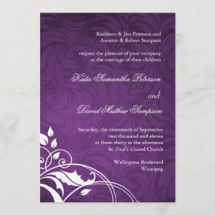 Faire-part de mariage violet classique