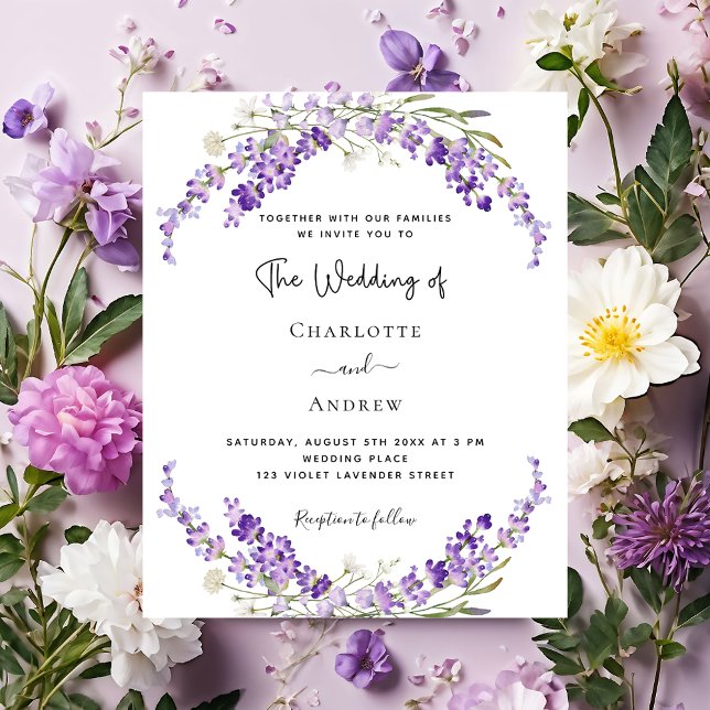 Faire-part de mariage violet de fleurs de lavande (Créateur téléchargé)