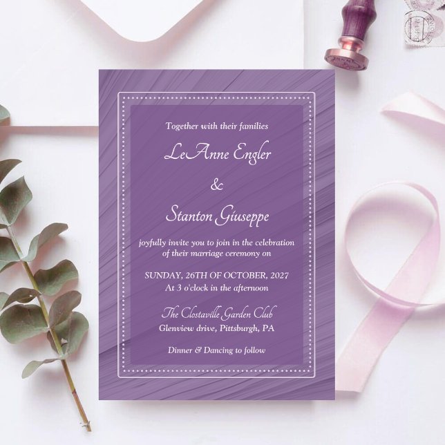 Faire-part de mariage violet élégant | Cadre point (Créateur téléchargé)