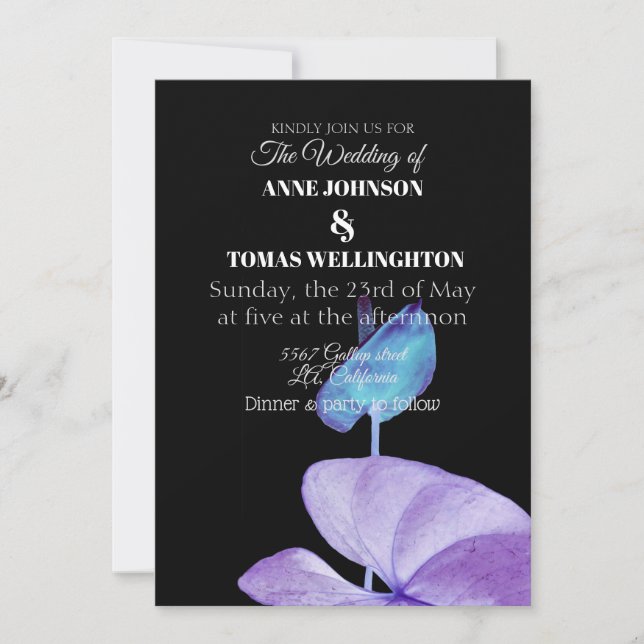 Faire-part de mariage, violet et noir (Devant)
