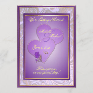 Faire-part de mariage violet orné personnalisable 