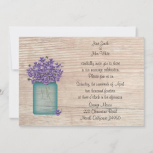 Faire-part de mariage violettes Mason bleu Jar
