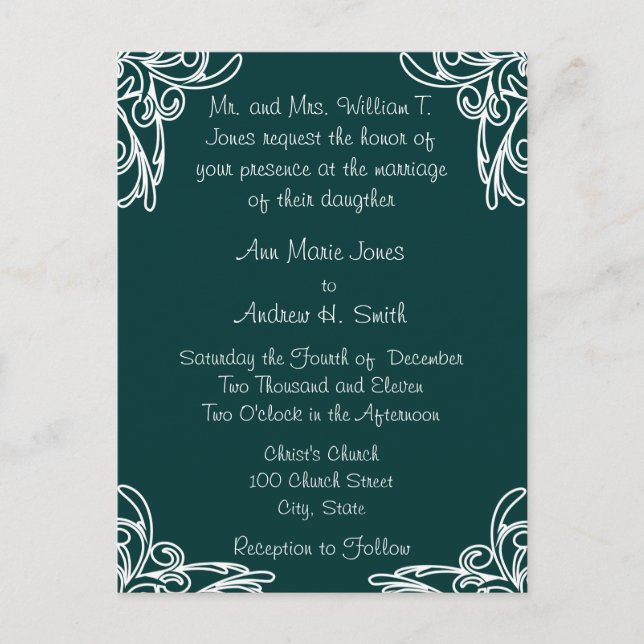 Faire-part de mariage virage des angles blancs sur (Devant)