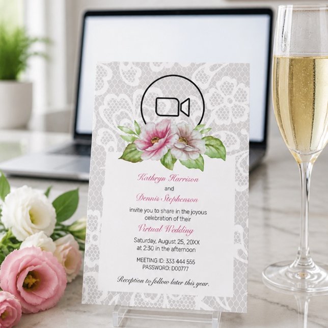Faire-part de mariage virtuel Floral & Lace (Créateur téléchargé)