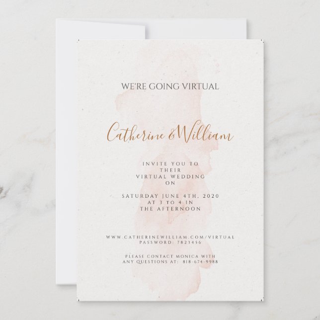 Faire-part de mariage virtuel Minimal Blushing Pea (Devant)