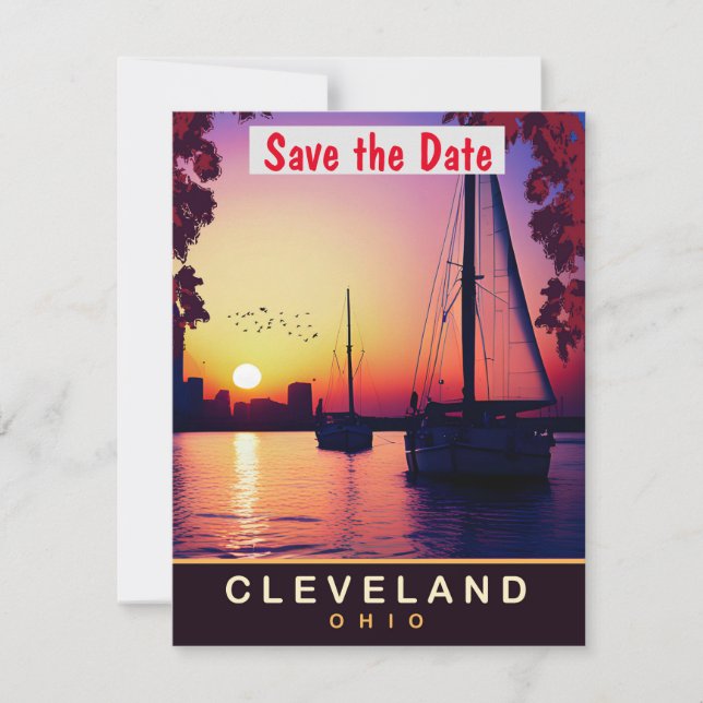 Faire-part de mariage voilier du port de Cleveland (Devant)