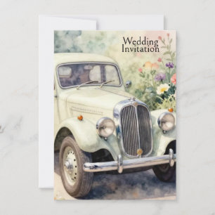 Faire-part de mariage Voiture de mariage élégante