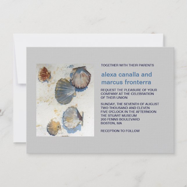Faire-part de mariage Watercolor Beach Shells (Devant)