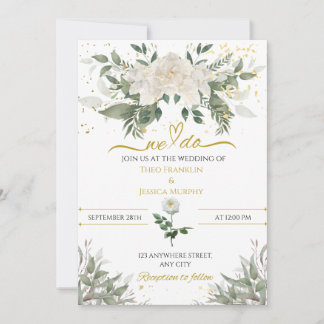 Faire-part de mariage "We Do" en blanc et or