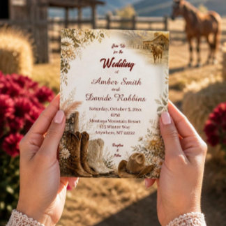 Faire-part de mariage Western Ranch en acrylique d