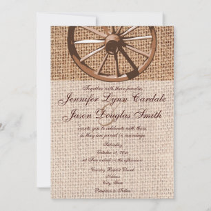 Faire-part de mariage Western Wagon Wheel Burlap