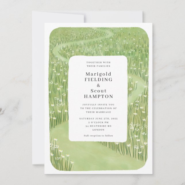 Faire-part de mariage Whimsical Green Grass (Devant)