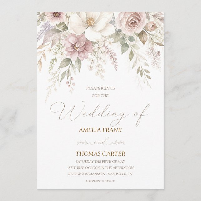 Faire-part de mariage Whispering Magnolia (Devant)