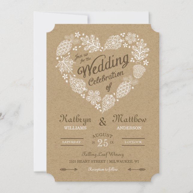 Faire-part de mariage Woodland Heart (Devant)