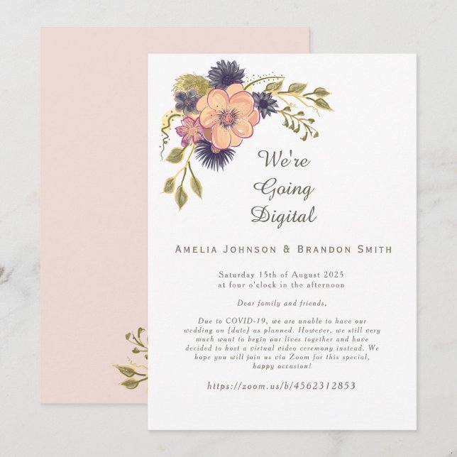 Faire-part de mariage Zoom Rose Pâle (Devant / Derrière)