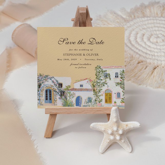 Faire-part de méditerranéen aquarelle pastel (Créateur téléchargé)