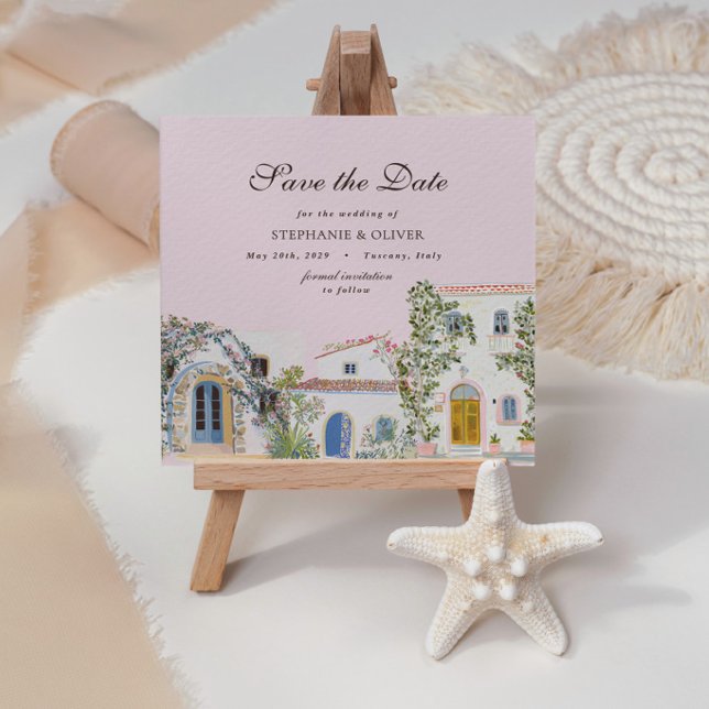 Faire-part de méditerranéen aquarelle pastel (Créateur téléchargé)