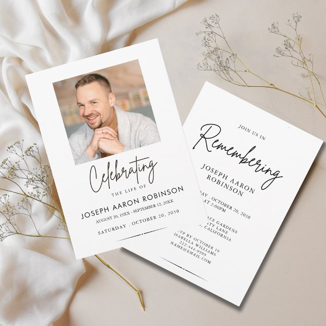 Faire-part de mémorial de funérailles pour la célé (Créateur téléchargé)