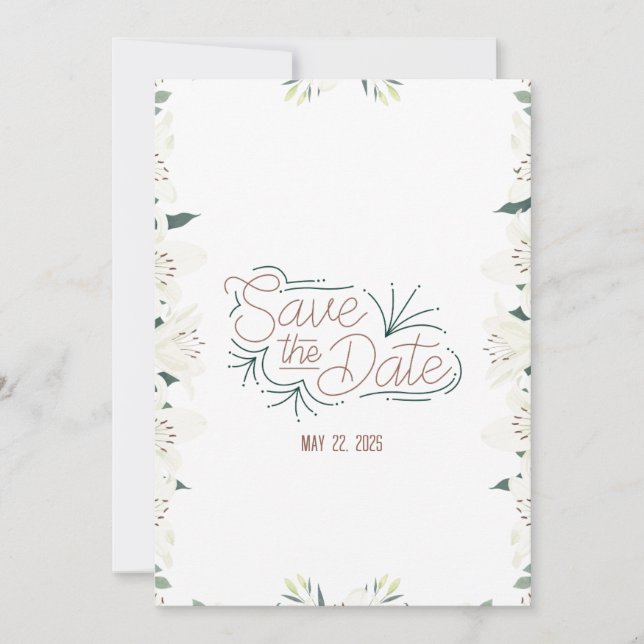 Faire-part de mise en garde "Aquarelle White Lily" (Devant)