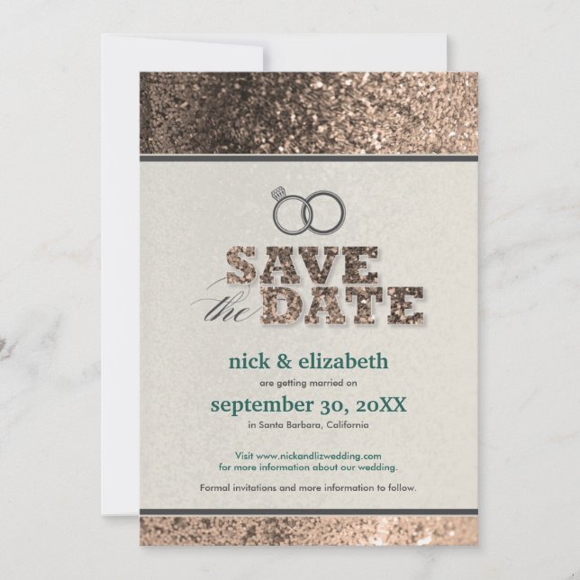 Faire-part de mise en garde "Glitter Bling" (cuivr (Devant)