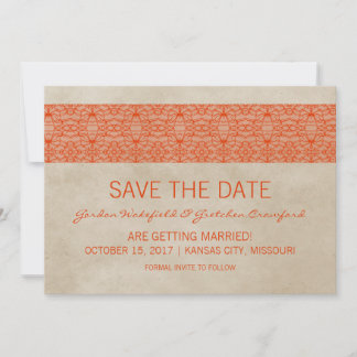 Faire-part de mise en vente de date Orange Rustic