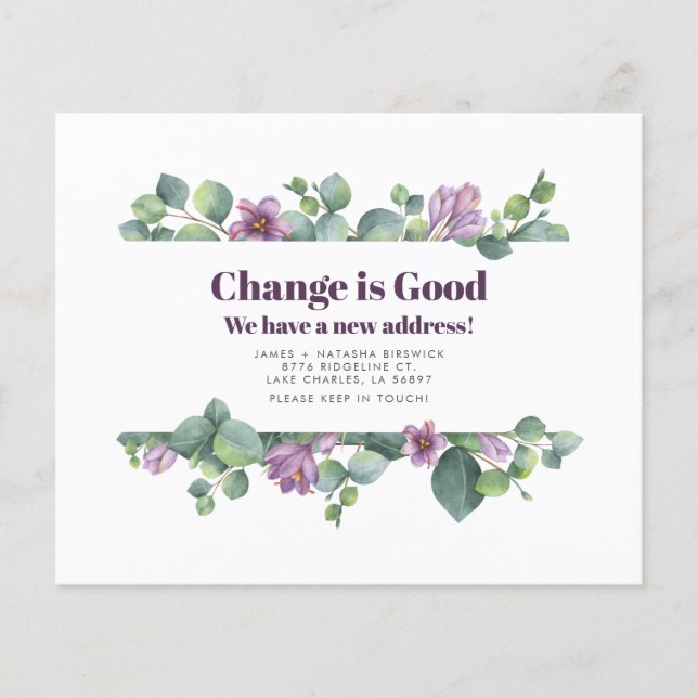 Faire-part de modification d'adresse Eucalyptus Bu (Devant)