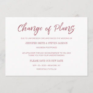 Faire-part de modification des plans de l'écriture