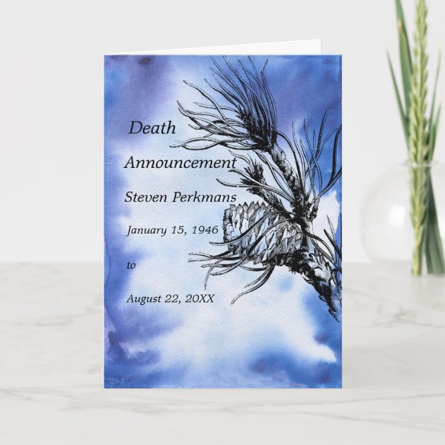 Faire-part de mort pour homme en bleu (Devant)