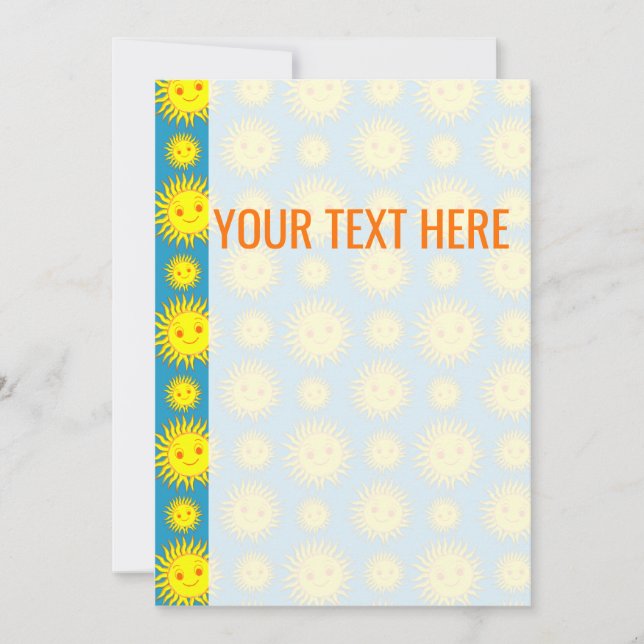 Faire-part de Motif de face du soleil jaune (Devant)