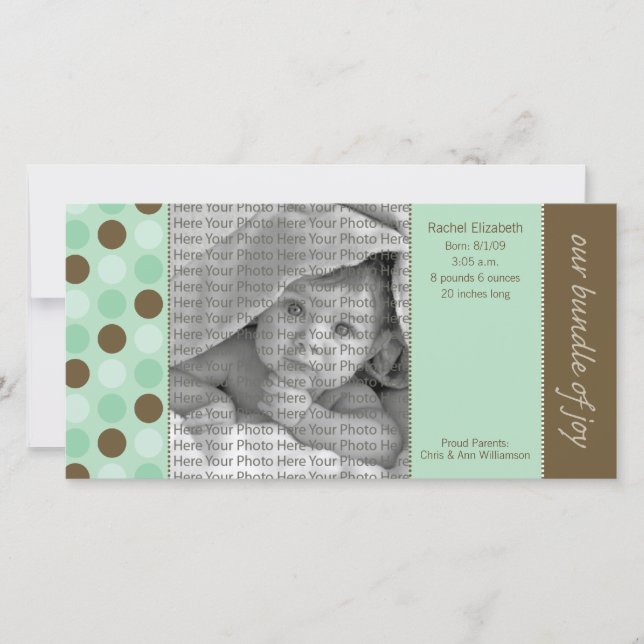 faire-part de naissance 8x4 et Pois Brown (Devant)