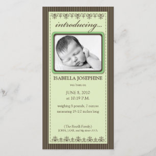 Faire-part de naissance à Customise verte à la cha