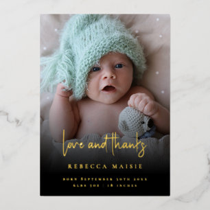 Faire-part de naissance à deux photos avec feuille