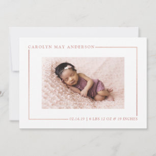 Faire-part de naissance à paillettes or rose Simpl