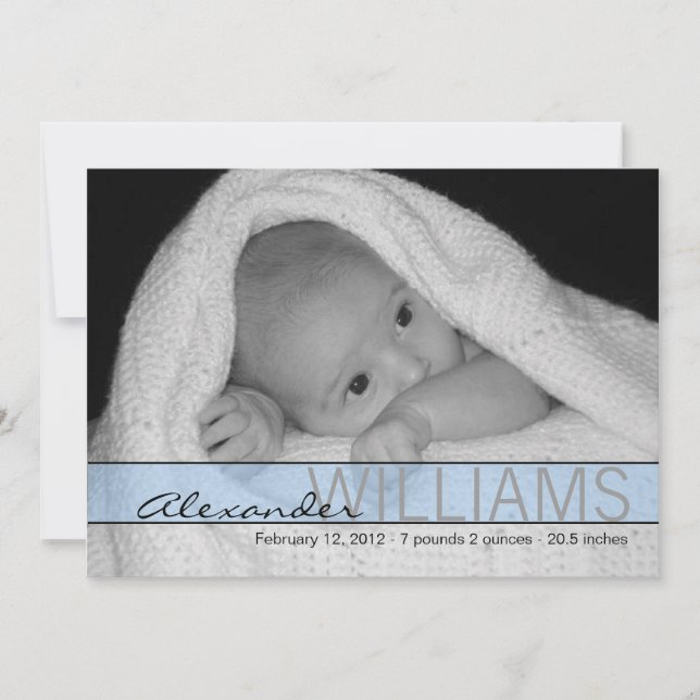 Faire-part de naissance à ruban bleu (Devant)