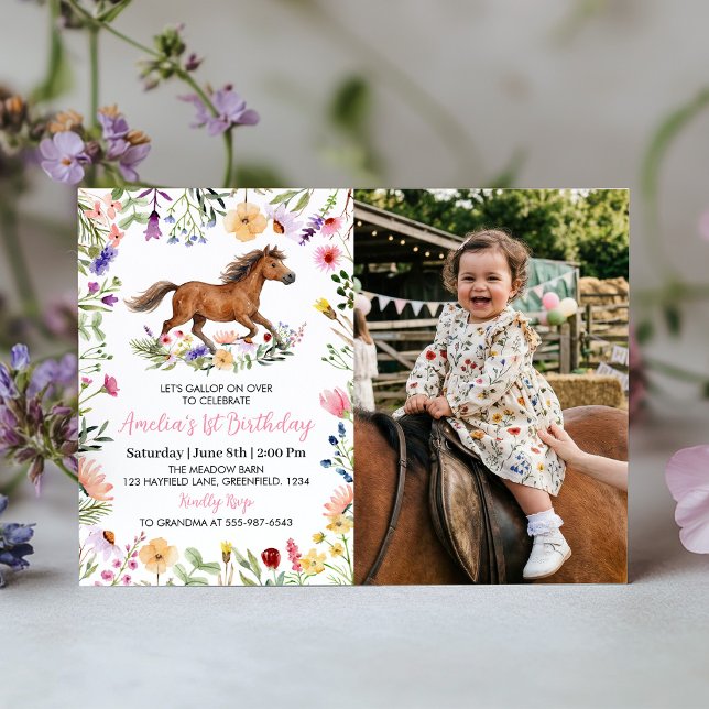 Faire-part de naissance à thème Cheval rustique et (Créateur téléchargé)