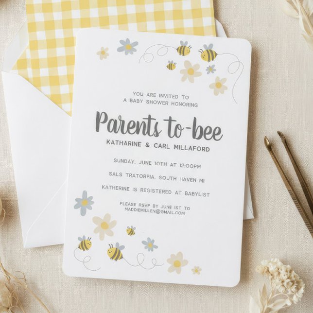 Faire-part de naissance abeille | Gingham & Margue (Créateur téléchargé)