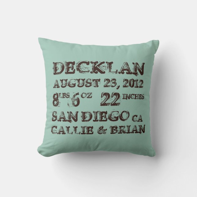 Faire-part de naissance Aqua Coussin (Recto)