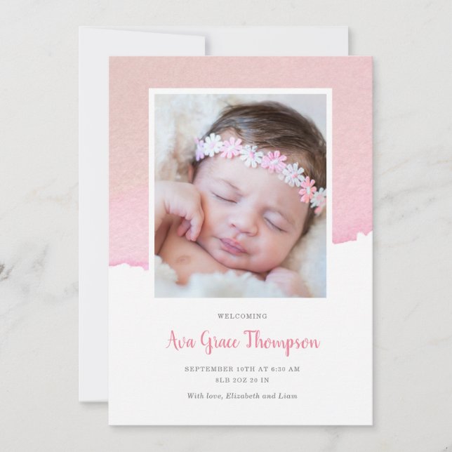 Faire-part de naissance aquarelle (Devant)
