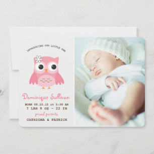 Faire-part de naissance assez rose de photo de
