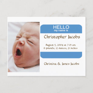 Faire-part de naissance astucieux de Nametag pour