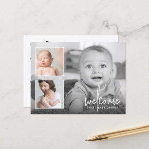 Faire-part de naissance avec 3 photos et calligrap